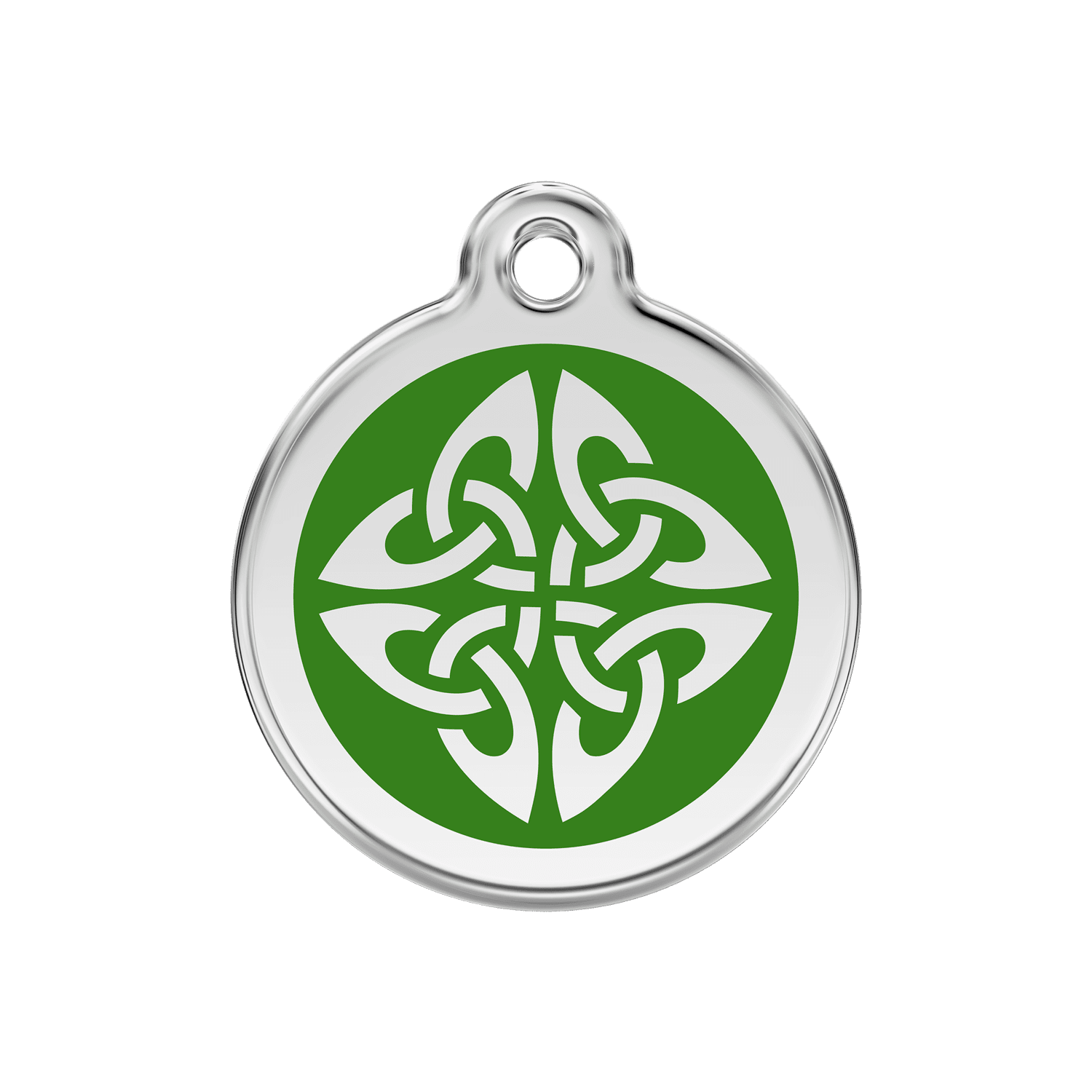 Vue avant - Médaille personnalisée pour chien Red Dingo émail et acier inoxydable vert - Flèches tribales - Größe M