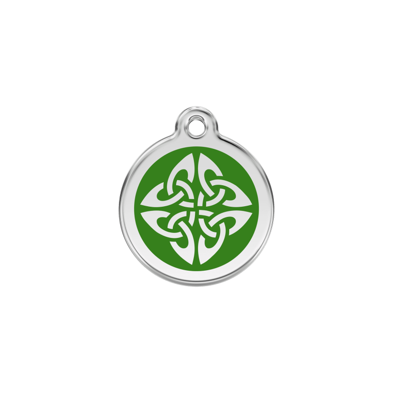 Vue avant - Médaille personnalisée pour chien/chat Red Dingo Émail et acier inoxydable - Flèches tribales vertes - Größe S