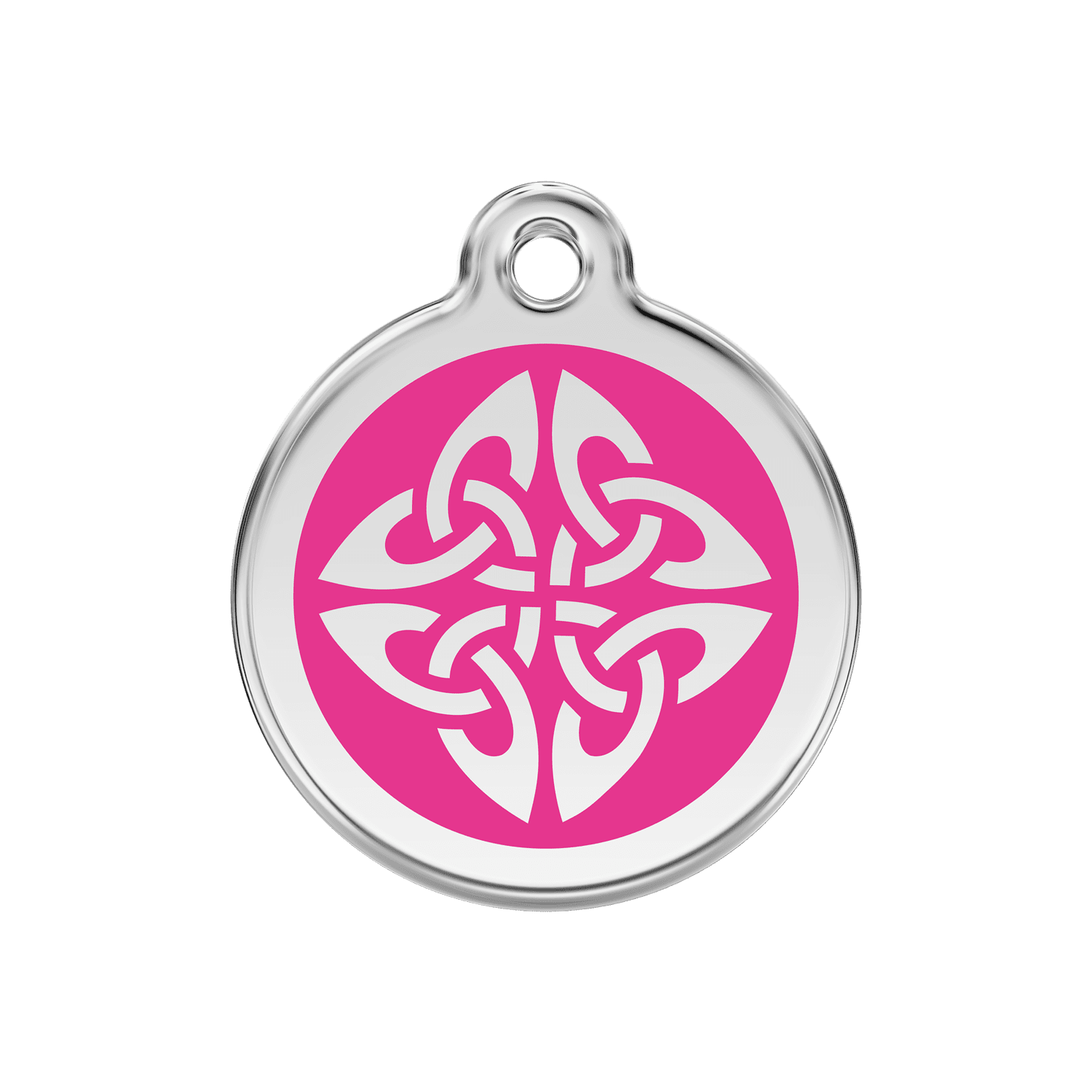 Vue avant - Médaille personnalisée pour chien Red Dingo Émail et acier inoxydable motif flèches tribales rose vif - Größe M