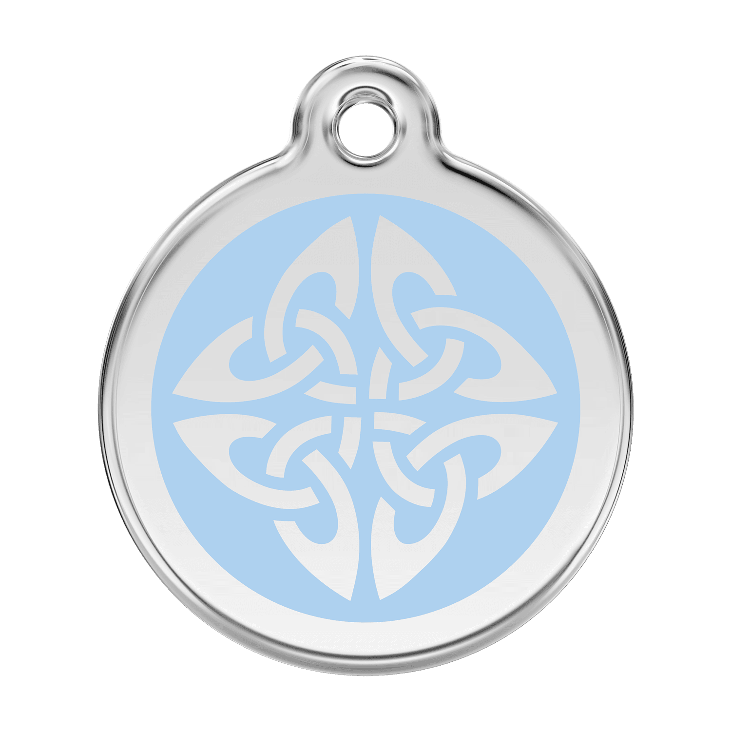 Vue avant - Médaille personnalisée pour chien Red Dingo Émail et acier inoxydable - Flèches tribales - Bleu clair - Größe L