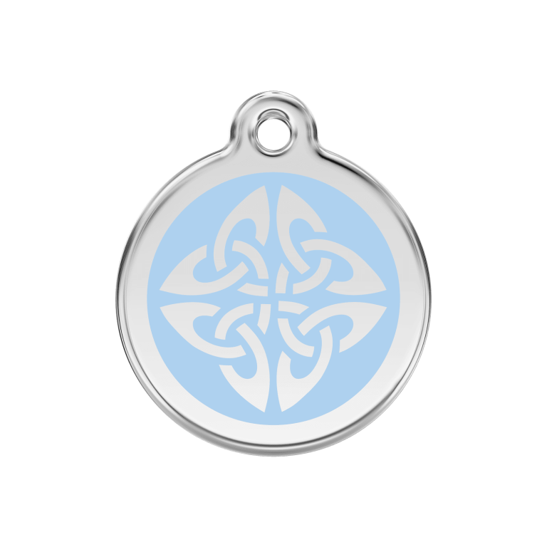 Vue avant - Médaille personnalisable pour chien Red Dingo Émail et acier inoxydable - Flèches tribales - Bleu clair - Größe M