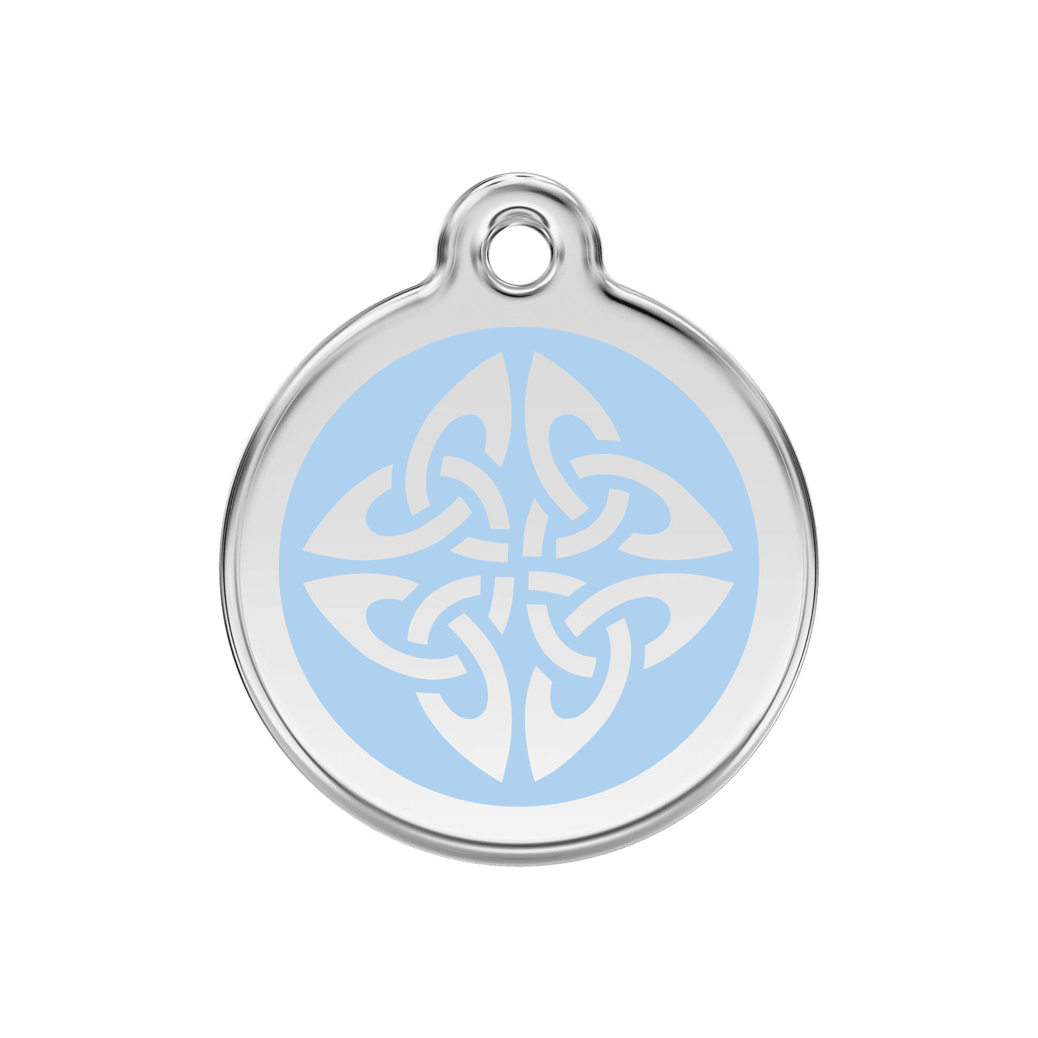 Vue avant - Médaille personnalisable pour chien Red Dingo Émail et acier inoxydable - Flèches tribales - Bleu clair - Größe M