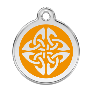 Hundemarke Tribal-Pfeile Orange L aus Emaille und Edelstahl