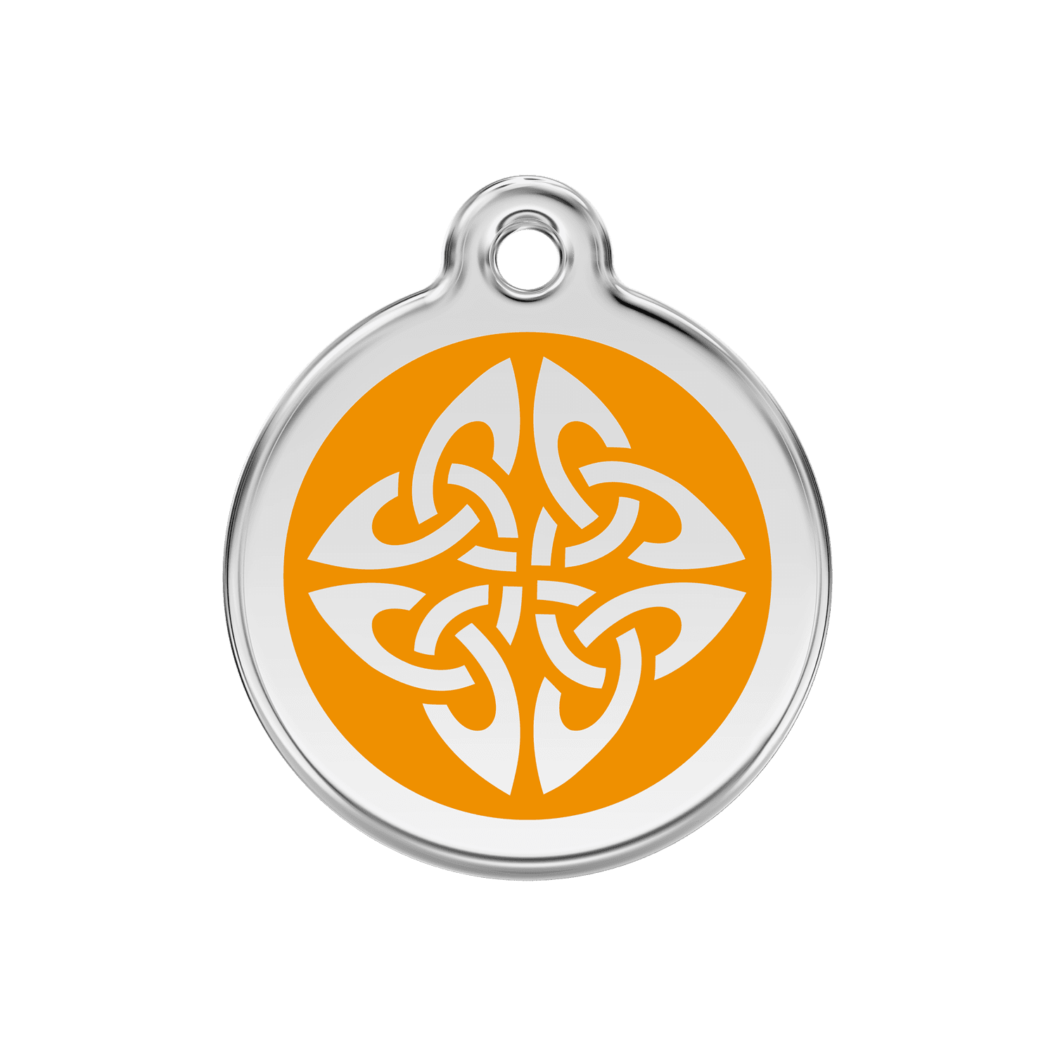 Vue avant - Médaille personnalisée pour chien Red Dingo Émail et acier inoxydable - Flèches tribales - Orange - Größe M