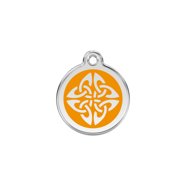 Vue avant - Médaille personnalisée pour chien/chat Red Dingo Émail et acier inoxydable - Flèches tribales - Orange - Größe S
