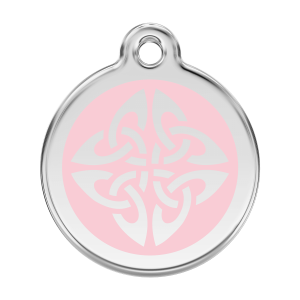 Hundemarke Tribal-Pfeile groß aus Emaille und Edelstahl in Rosa