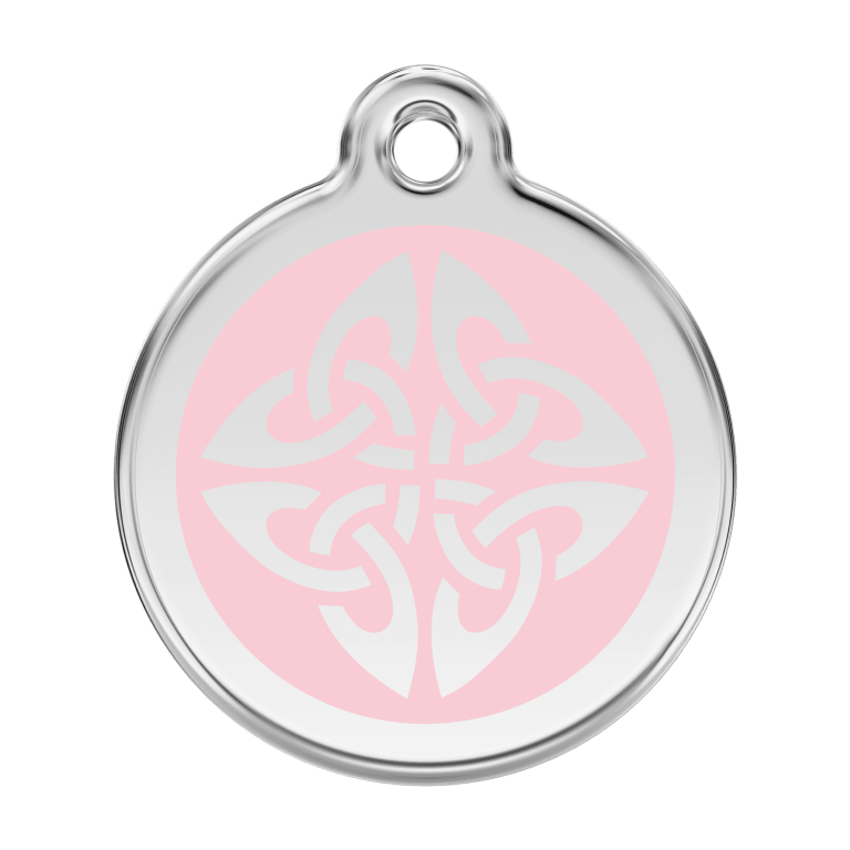 Vue avant - Médaille personnalisée pour chien Red Dingo Émail et acier inoxydable - Flèches tribales - Rose - Größe L