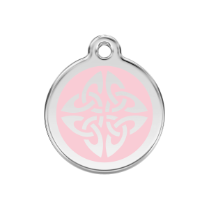 Hundemarke mittel mit Tribal-Pfeilen in Rosa aus Emaille und Edelstahl