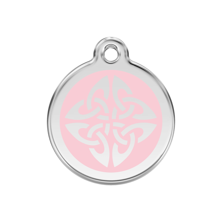 Vue avant - Médaille personnalisée pour chien Red Dingo Émail et acier inoxydable Flèches tribales Rose 30.00mm