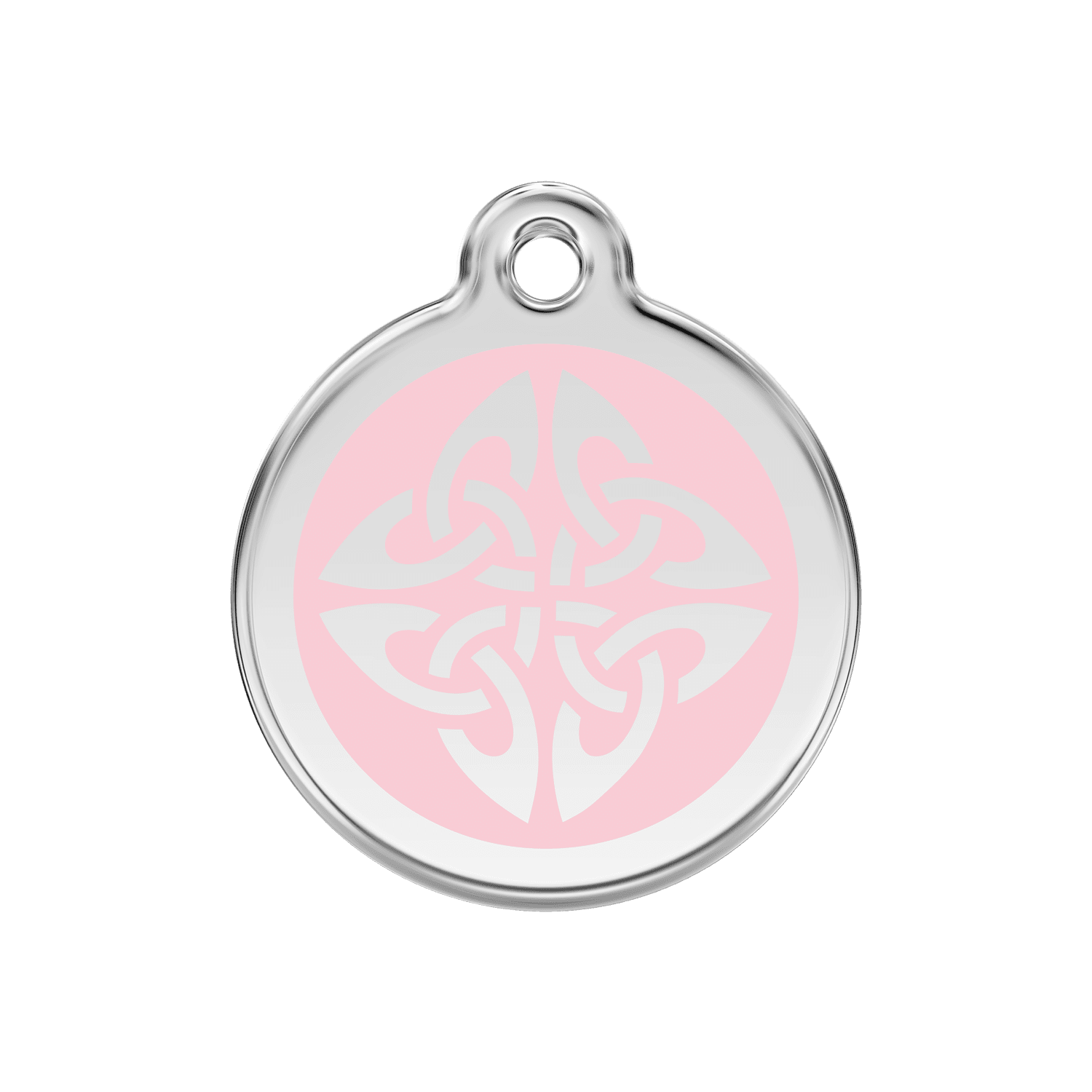 Vue avant - Médaille personnalisée pour chien Red Dingo Émail et acier inoxydable Flèches tribales Rose 30.00mm