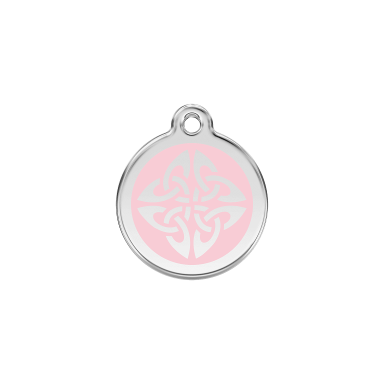 Vue avant - Médaille personnalisée pour chien/chat Red Dingo Émail et acier inoxydable - Flèches tribales - Rose - Größe S