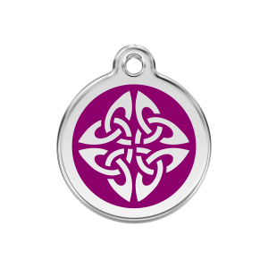 Hundemarke mittel mit violettem Tribal-Pfeile-Design aus Emaille und Edelstahl