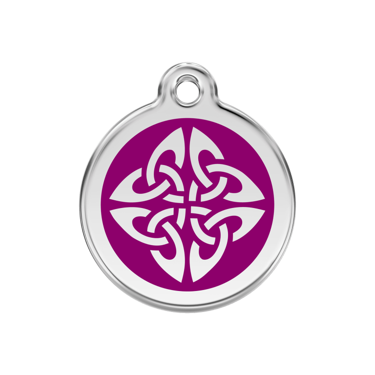 Vue avant - Médaille personnalisée pour chien Red Dingo Émail et acier inoxydable Flèches tribales Violet 30.00mm