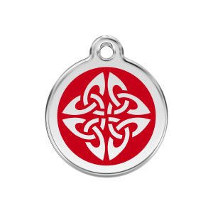 Hundemarke Tribal-Pfeile Rot M aus Emaille und Edelstahl