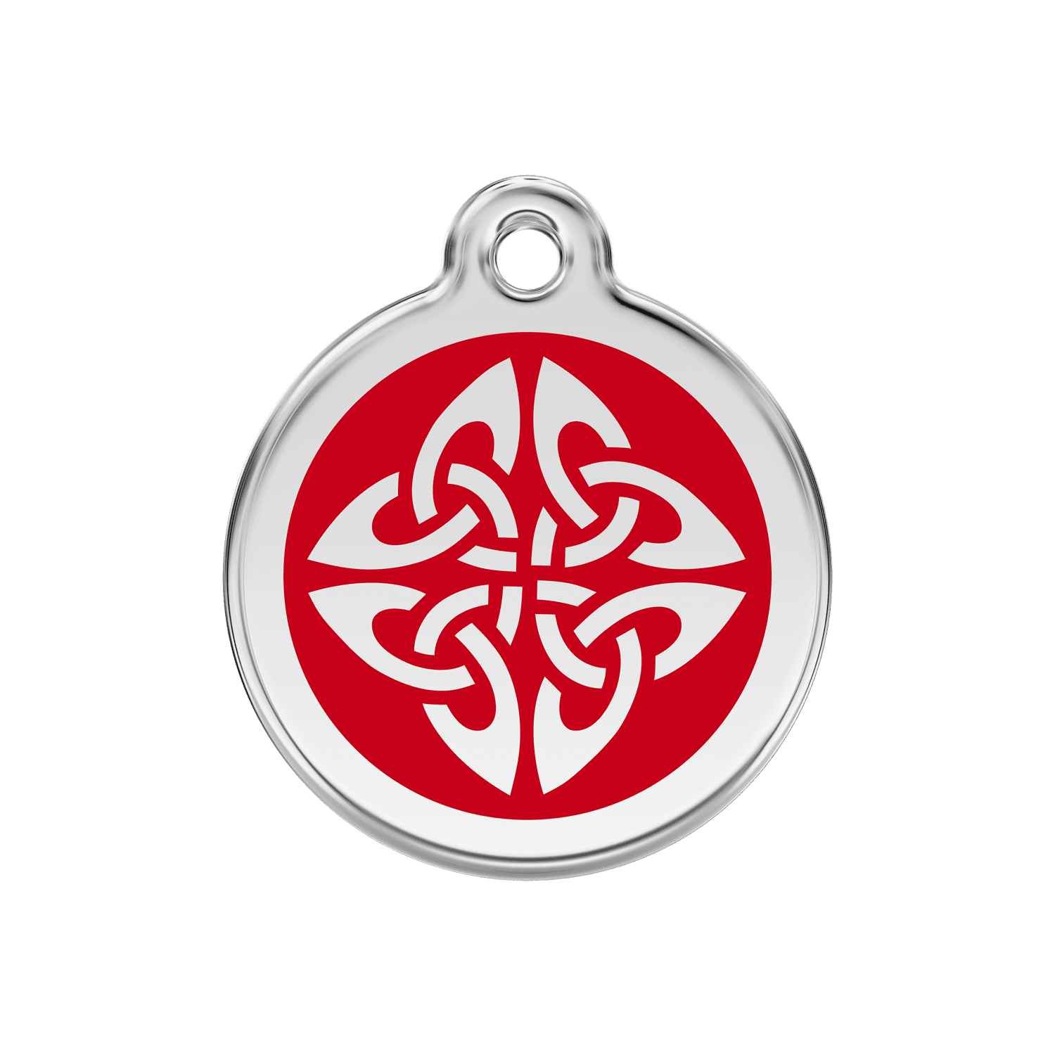 Vue avant - Médaille personnalisée pour chien Red Dingo Émail et acier inoxydable - Flèches tribales - Rouge - Größe M