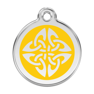 Hundemarke groß Tribal-Pfeile Gelb aus Emaille und Edelstahl