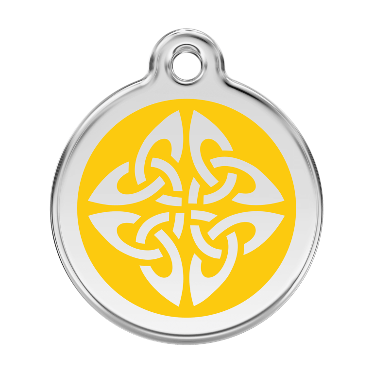 Vue avant - Médaille personnalisée pour chien Red Dingo Émail et acier inoxydable Jaune - Größe L