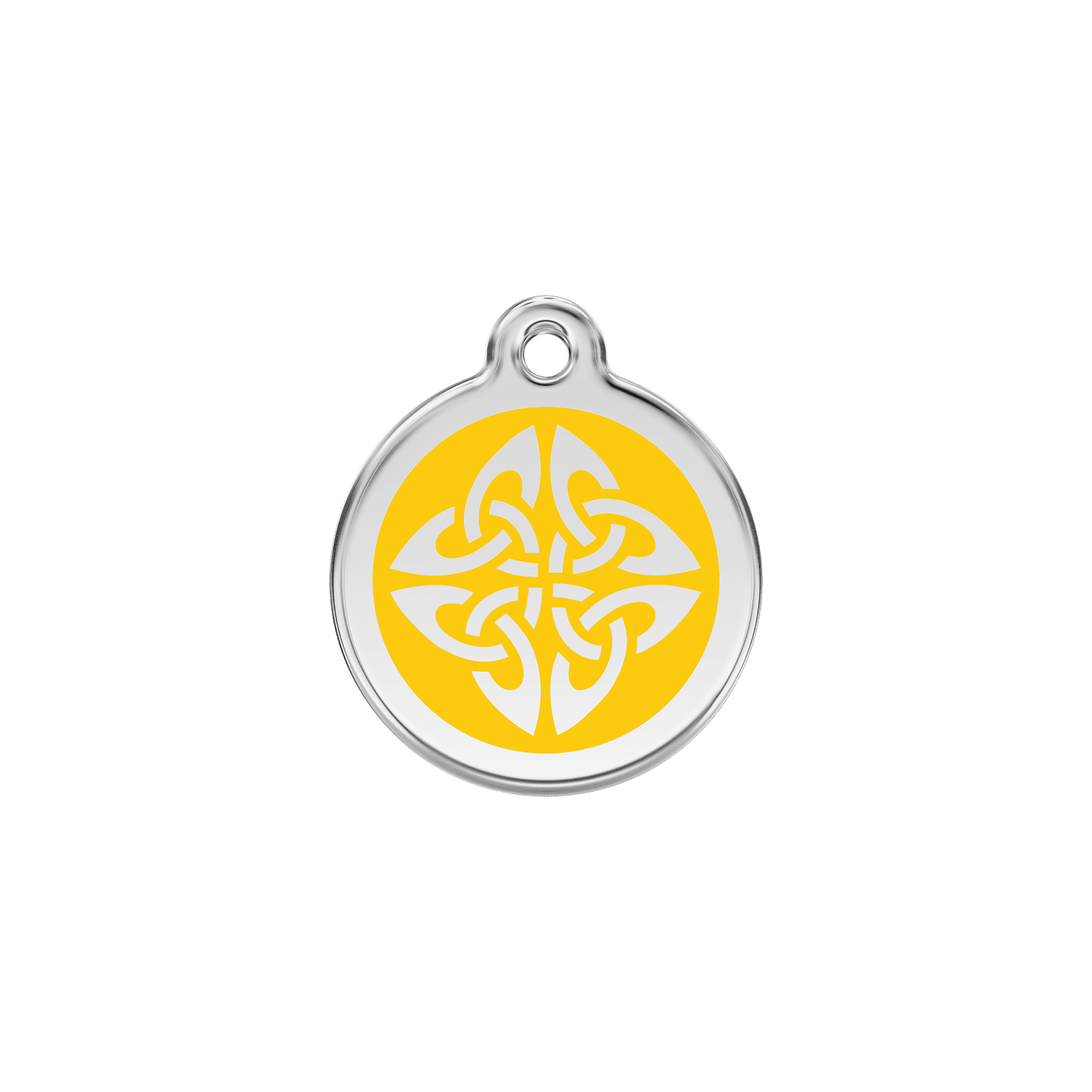Vue avant - Médaille personnalisée pour chien/chat Red Dingo Jaune 20mm - Émail/Acier - Flèches tribales