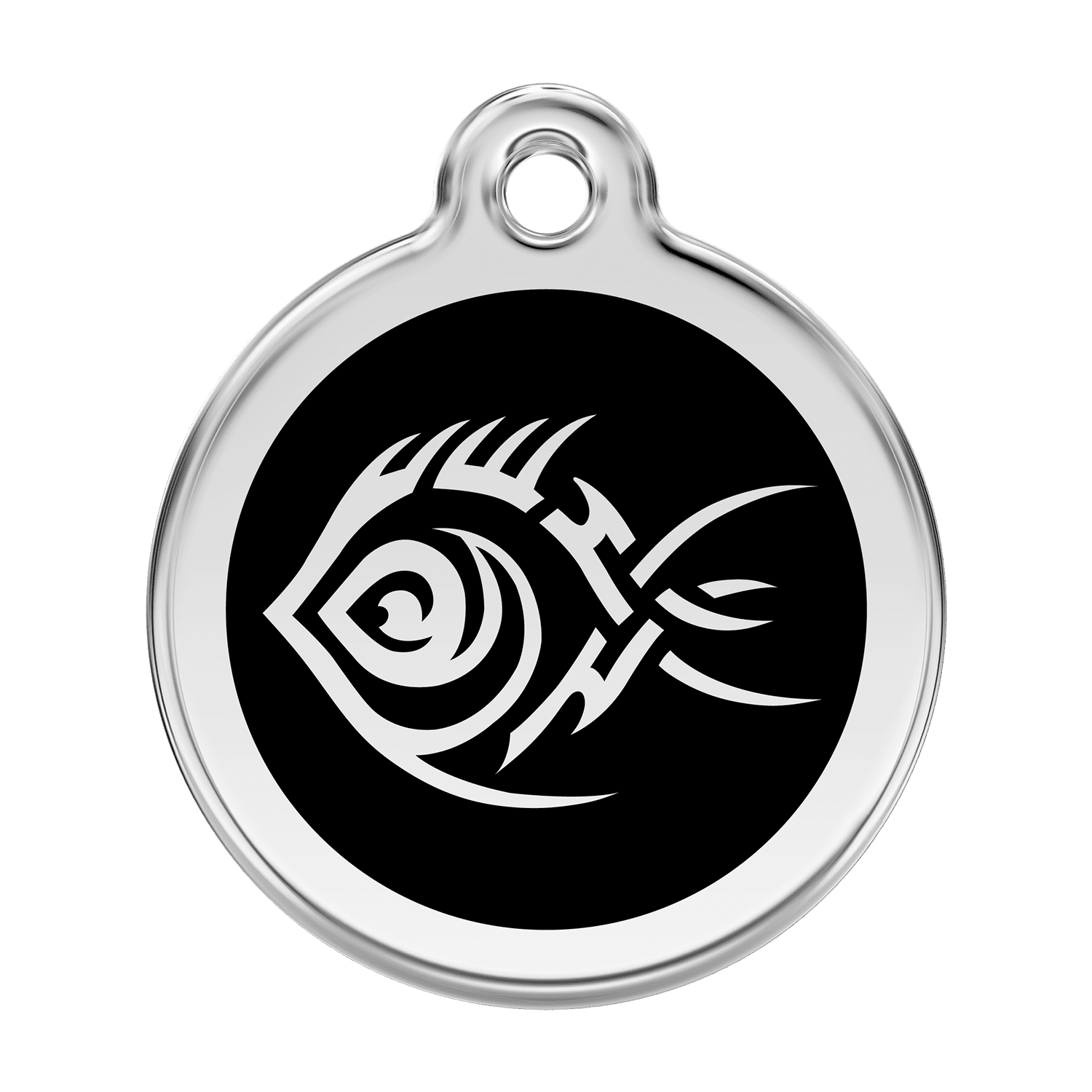 Vue avant - Médaille personnalisée pour chien Red Dingo Poisson tribal noir - Größe L