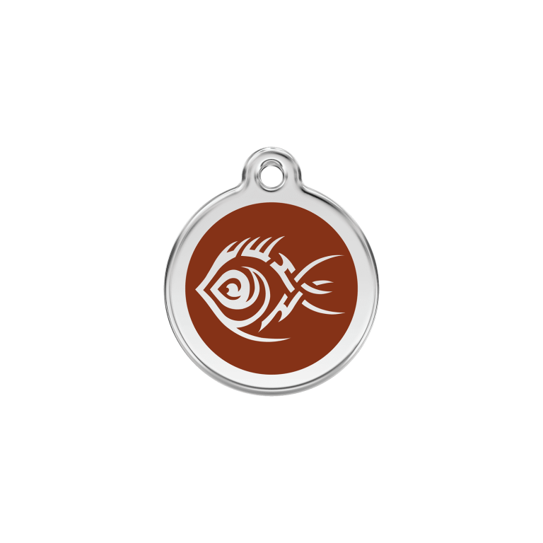 Vue avant - Médaille personnalisée pour chien/chat Red Dingo Poisson tribal Brun S 20.00mm