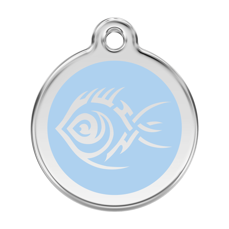 Vue avant - Médaille personnalisable pour chien - Red Dingo - Poisson tribal bleu clair - Größe L