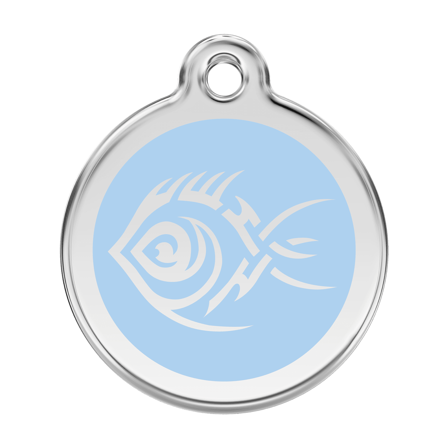Vue avant - Médaille personnalisable pour chien - Red Dingo - Poisson tribal bleu clair - Größe L