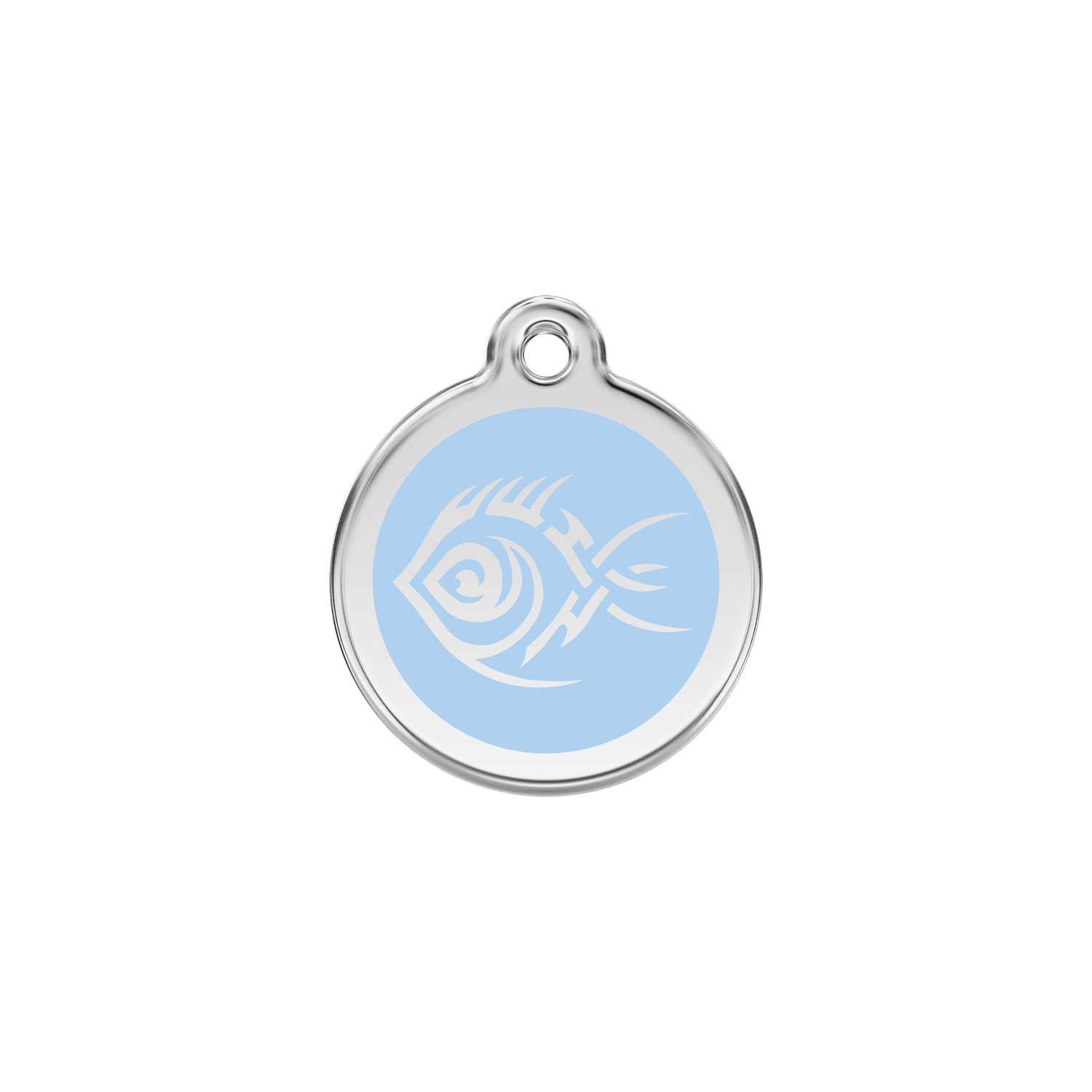 Vue avant - Médaille personnalisée pour chien/chat Red Dingo - Poisson tribal - Bleu clair - Größe S