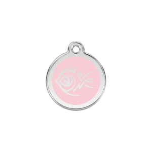 Katzenmarke Tribal-Fisch Rosa Größe S aus Emaille und Edelstahl
