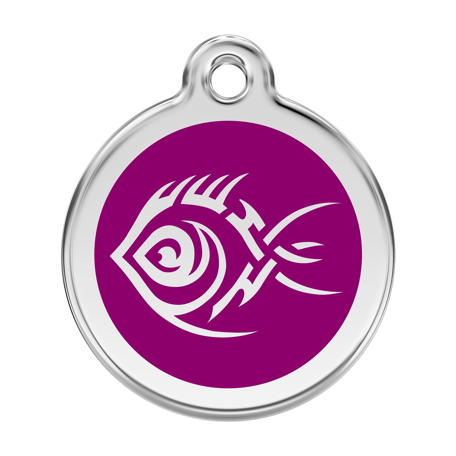 Vue avant - Médaille personnalisée pour chien Red Dingo Poisson tribal Violet - Größe L