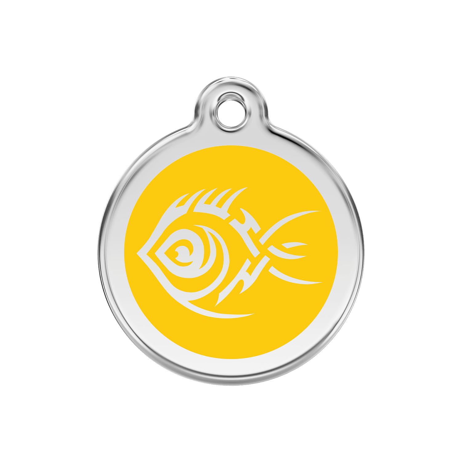 Vue avant - Médaille personnalisée pour chien Red Dingo Poisson tribal Jaune - Größe M