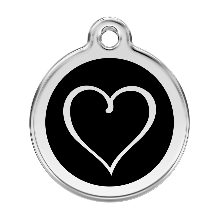 Vue avant - Médaille personnalisable pour chien Red Dingo Coeur Tribal Noir - Größe L