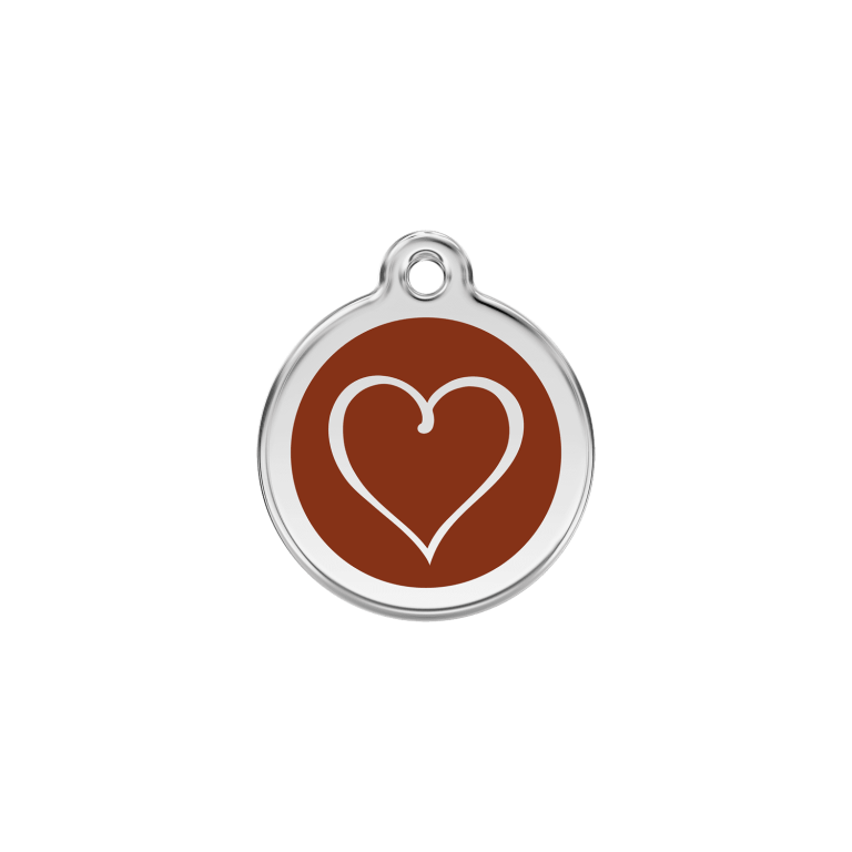 Vue avant - Médaille personnalisable Red Dingo Coeur Tribal Brun S 20.00mm - Pour chien/chat - Réf : 01-TH-BR-SM