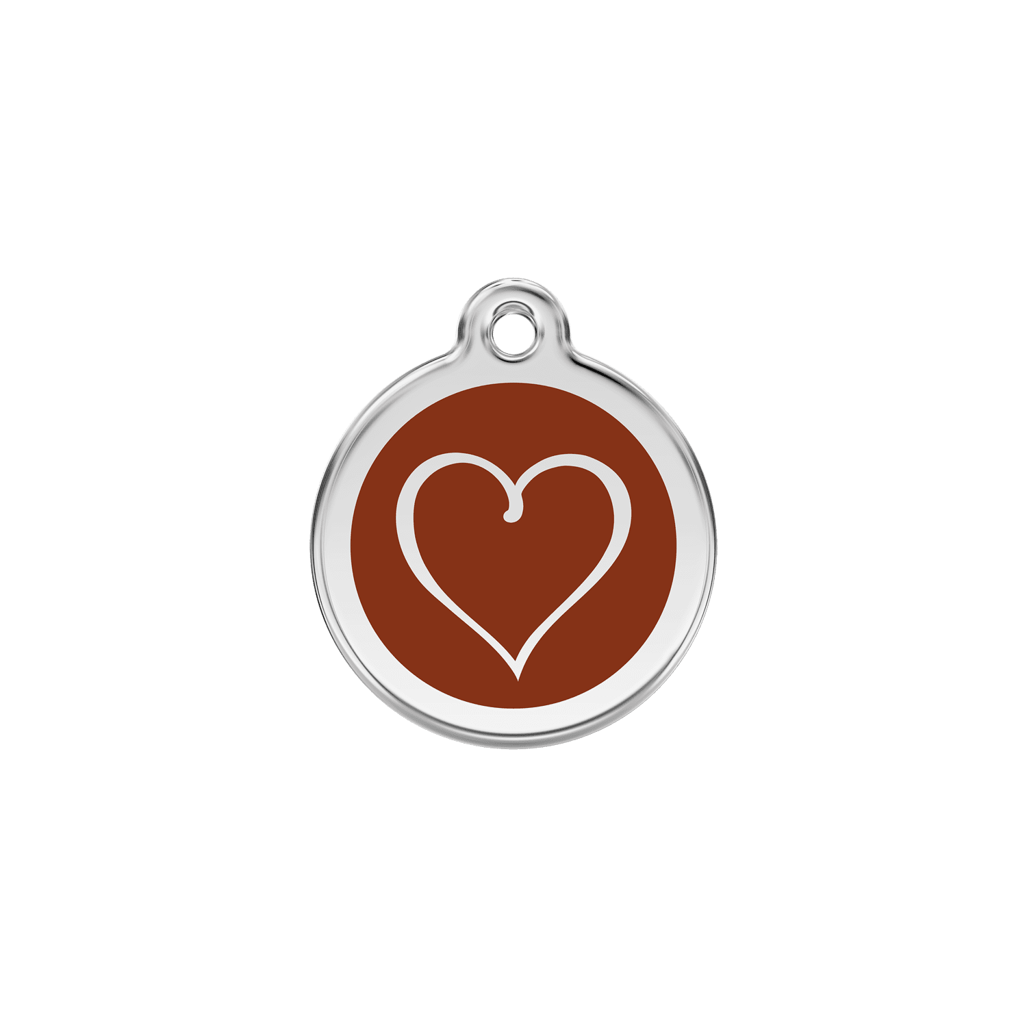 Vue avant - Médaille personnalisable Red Dingo Coeur Tribal Brun S 20.00mm - Pour chien/chat - Réf : 01-TH-BR-SM