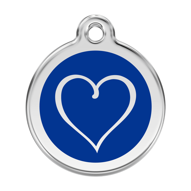 Vue avant - Médaille personnalisée pour chien Red Dingo Coeur Tribal Bleu foncé - Größe L