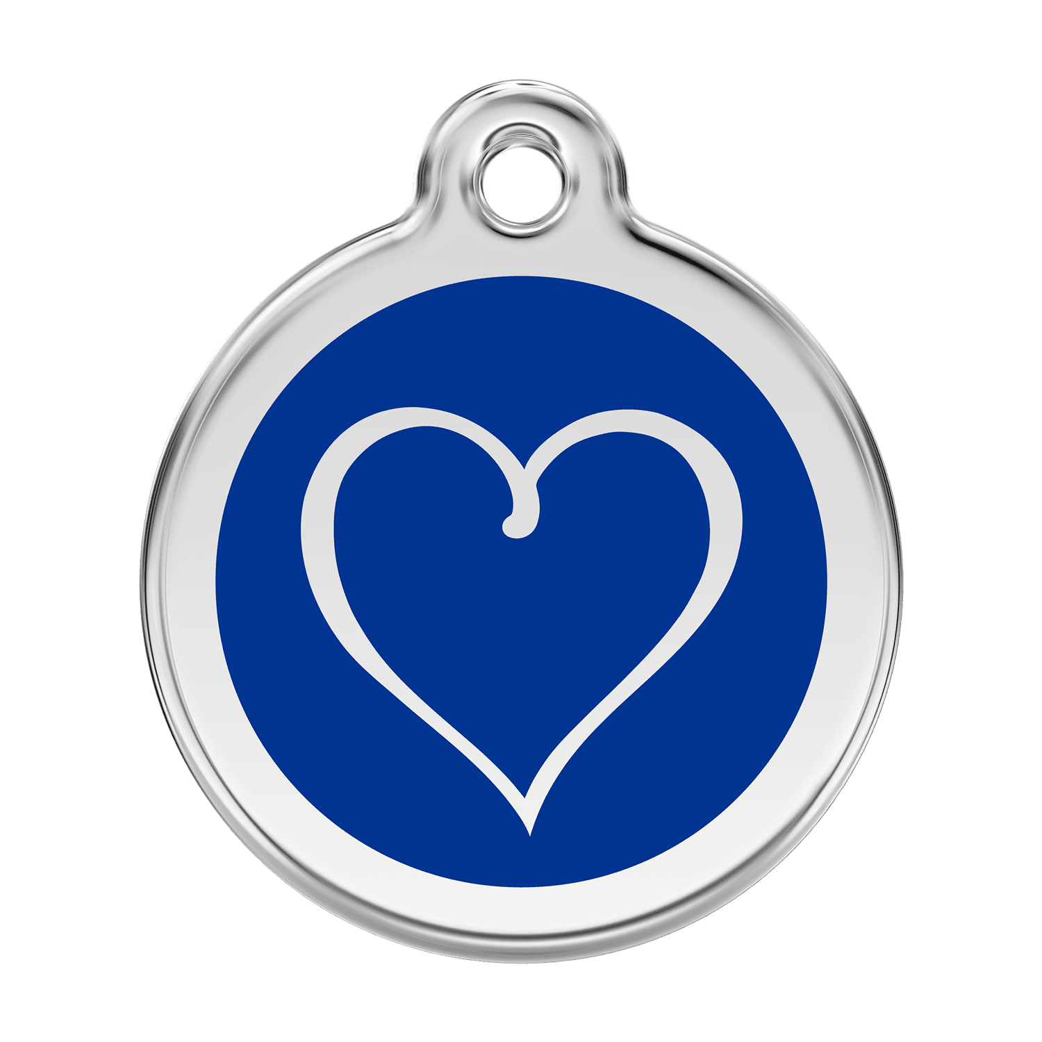 Vue avant - Médaille personnalisée pour chien Red Dingo Coeur Tribal Bleu foncé - Größe L