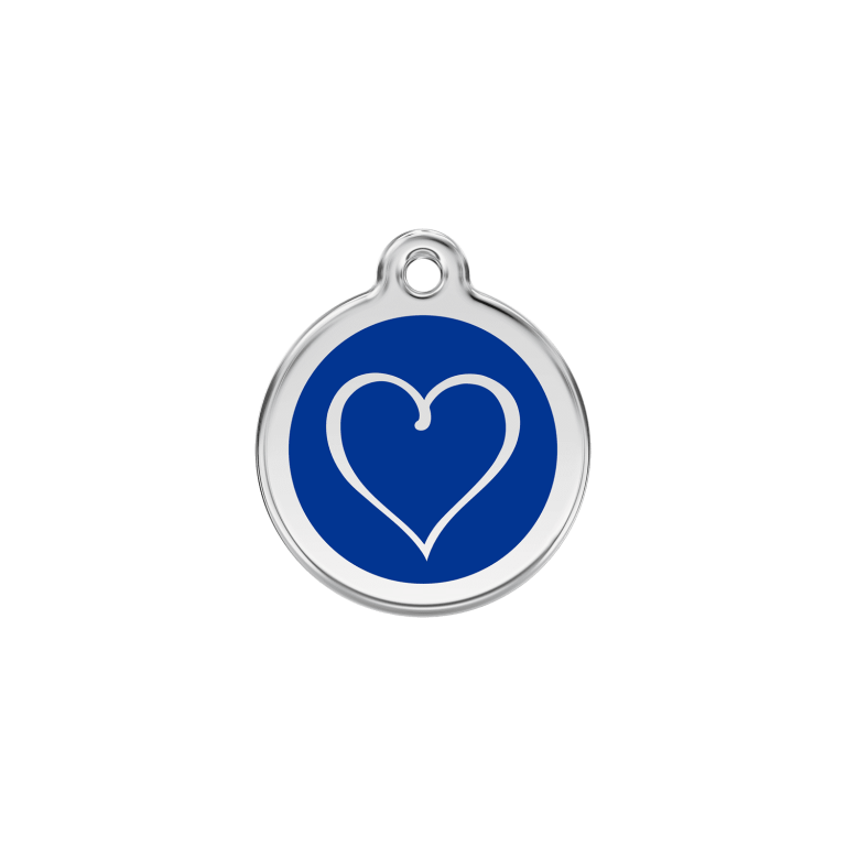 Vue avant - Médaille personnalisable Red Dingo cœur tribal bleu foncé - Größe S pour chien/chat