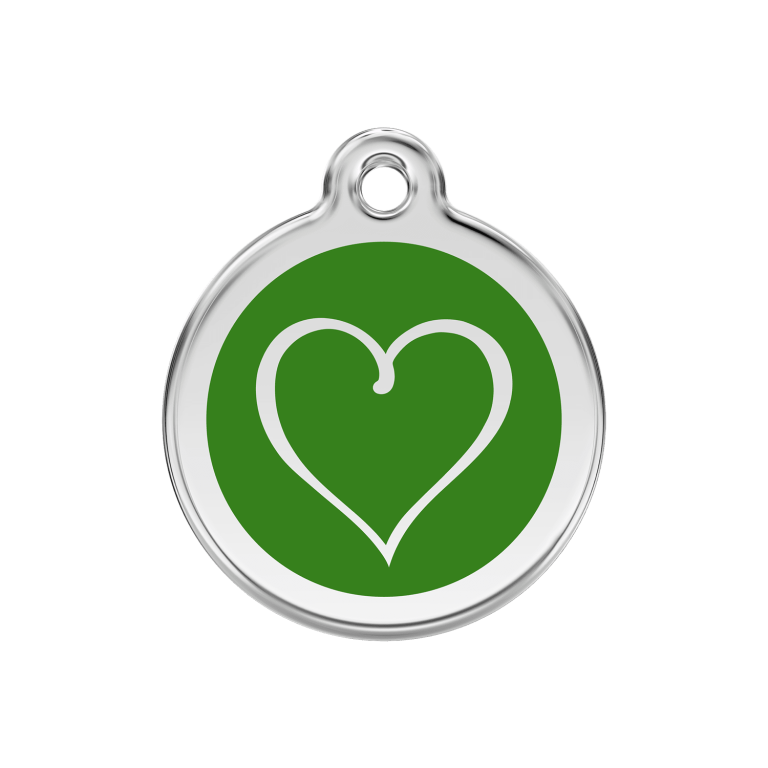 Vue avant - Médaille personnalisée pour chien/chat Red Dingo Coeur Tribal Vert 30.00mm