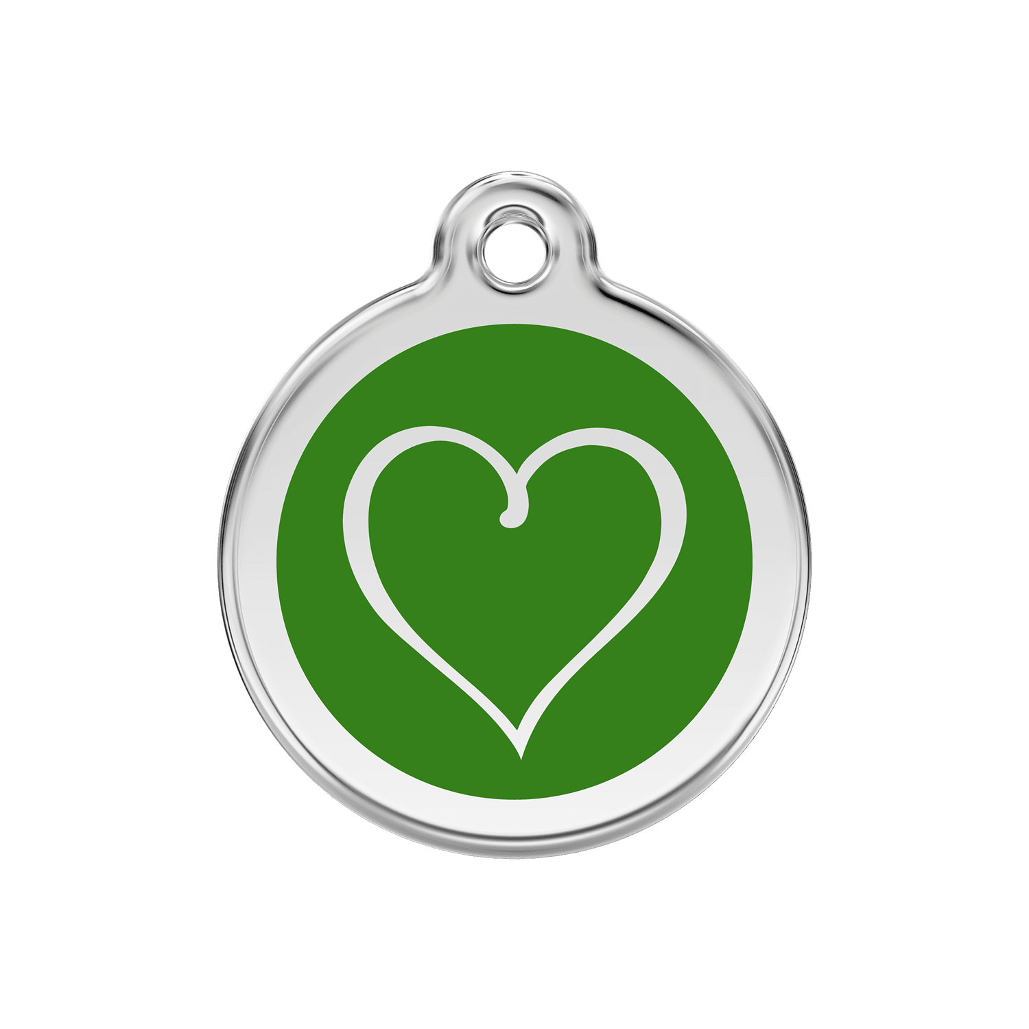 Vue avant - Médaille personnalisée pour chien/chat Red Dingo Coeur Tribal Vert 30.00mm