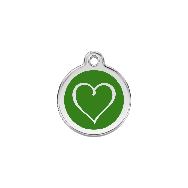 Vue avant - Médaille personnalisée pour chat Red Dingo coeur tribal vert - Größe S - 01-TH-GR-SM