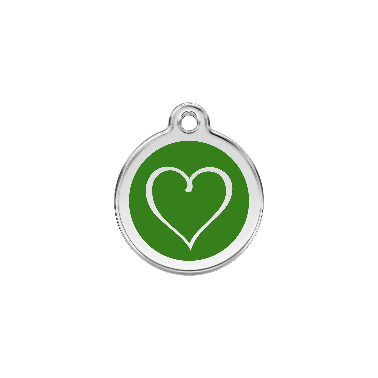 Vue avant - Médaille personnalisée pour chat Red Dingo coeur tribal vert - Größe S - 01-TH-GR-SM