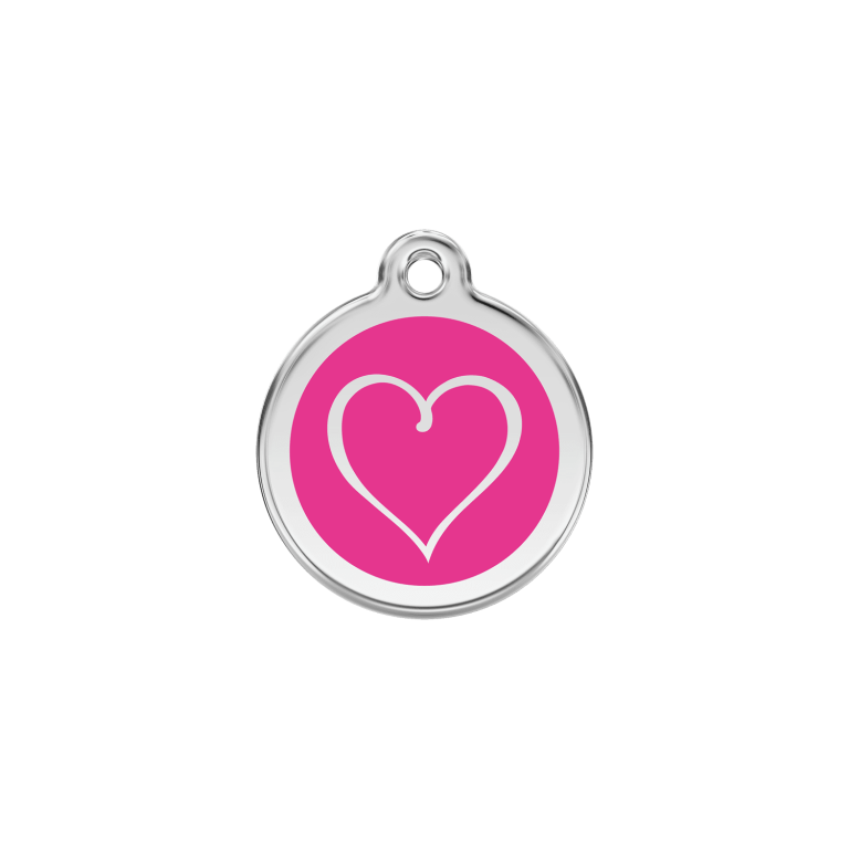 Vue avant - Médaille personnalisée pour chien/chat Red Dingo Coeur Tribal Rose vif - Größe S