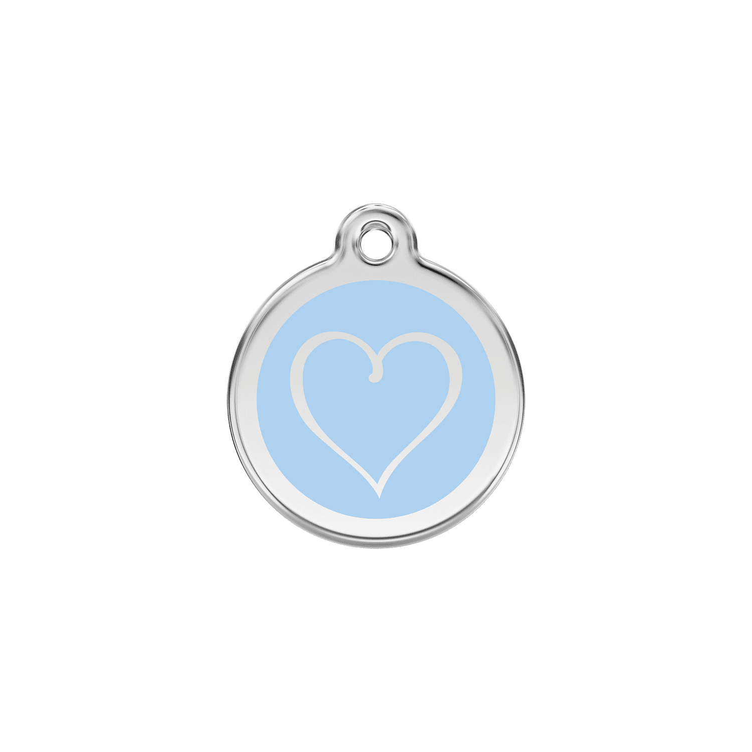 Vue avant - Médaille personnalisée pour chien/chat Red Dingo Coeur Tribal Bleu clair 20mm - Réf : 01-TH-LB-SM