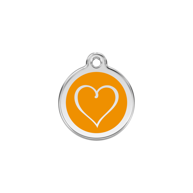 Vue avant - Médaille personnalisée pour chien/chat Red Dingo Coeur Tribal Orange S 20.00mm