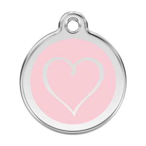 Große Hundemarke Tribal-Herz Rosa aus Emaille und Edelstahl