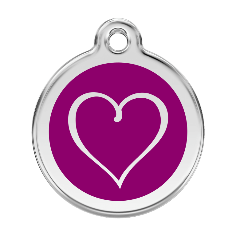 Vue avant - Médaille personnalisée pour chien - Red Dingo Coeur Tribal Violet - Größe L