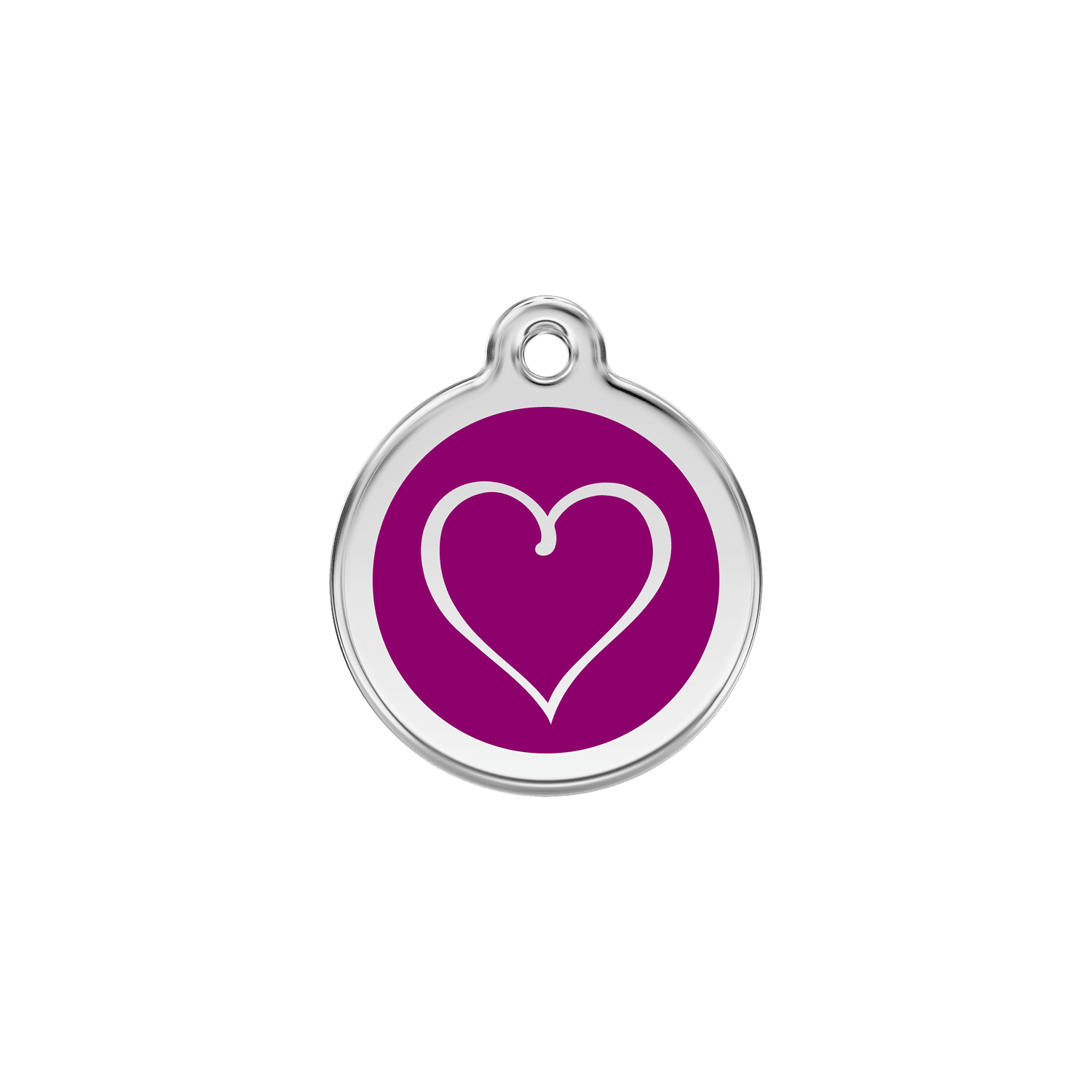 Vue avant - Médaille personnalisée pour chien/chat Red Dingo cœur tribal violet - Größe S - 01-TH-PU-SM