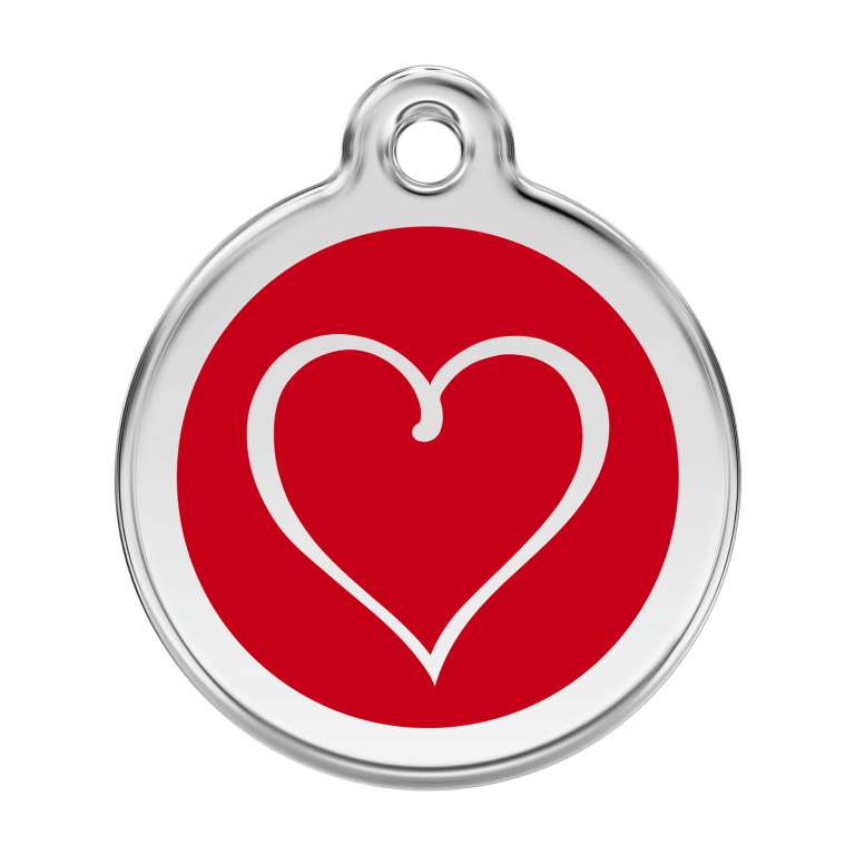 Vue avant - Médaille personnalisable Red Dingo Coeur Tribal Rouge - Größe L - pour chien - Réf : 01-TH-RE-LG