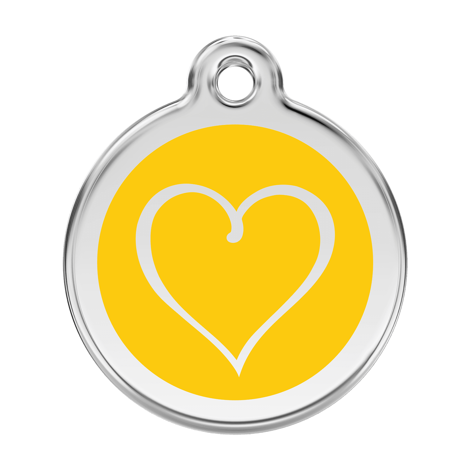 Vue avant - Médaille personnalisée pour chien Red Dingo Émail/Acier Jaune Coeur Tribal - Größe L