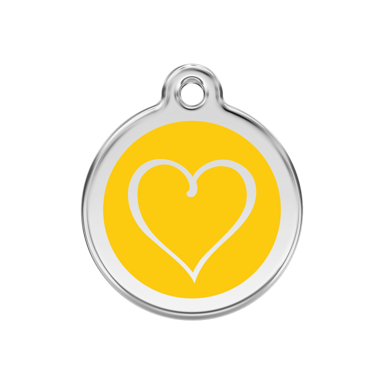 Vue avant - Médaille personnalisable Red Dingo Émail/Acier Jaune 30mm - Coeur Tribal - Größe M/L