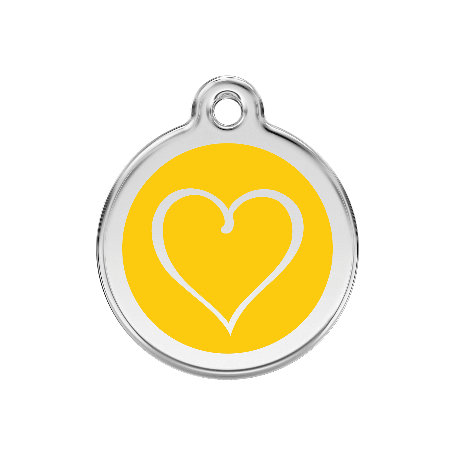 Vue avant - Médaille personnalisable Red Dingo Émail/Acier Jaune 30mm - Coeur Tribal - Größe M/L